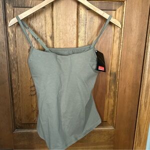 Panache Olive Green Cotton Blend Bra Tank Top Cami 38C Layering Basic Staple